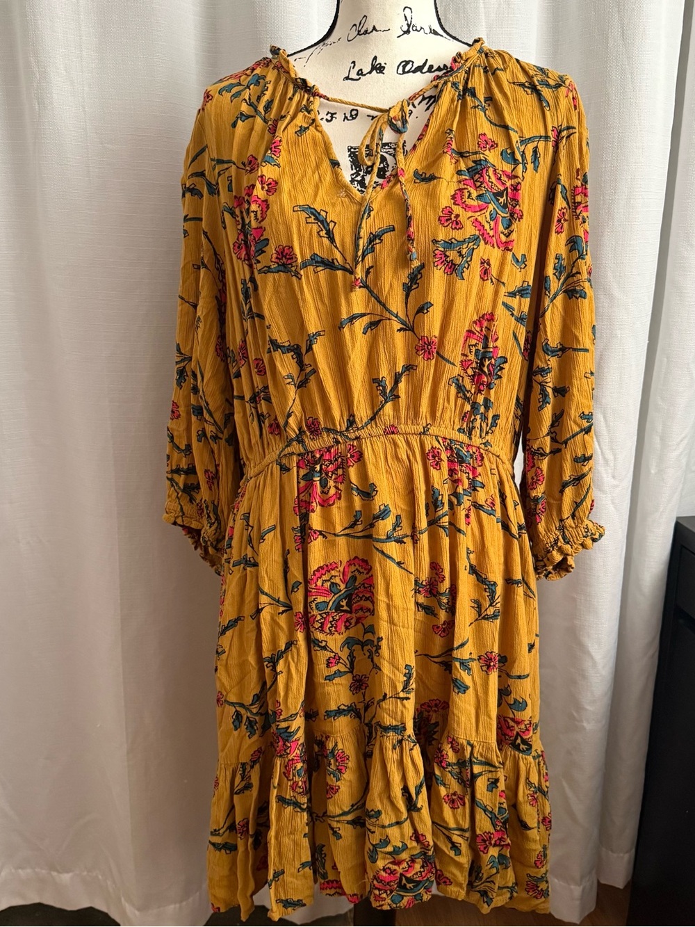 Knox Rose Mustard Floral Tiered Midi Dress